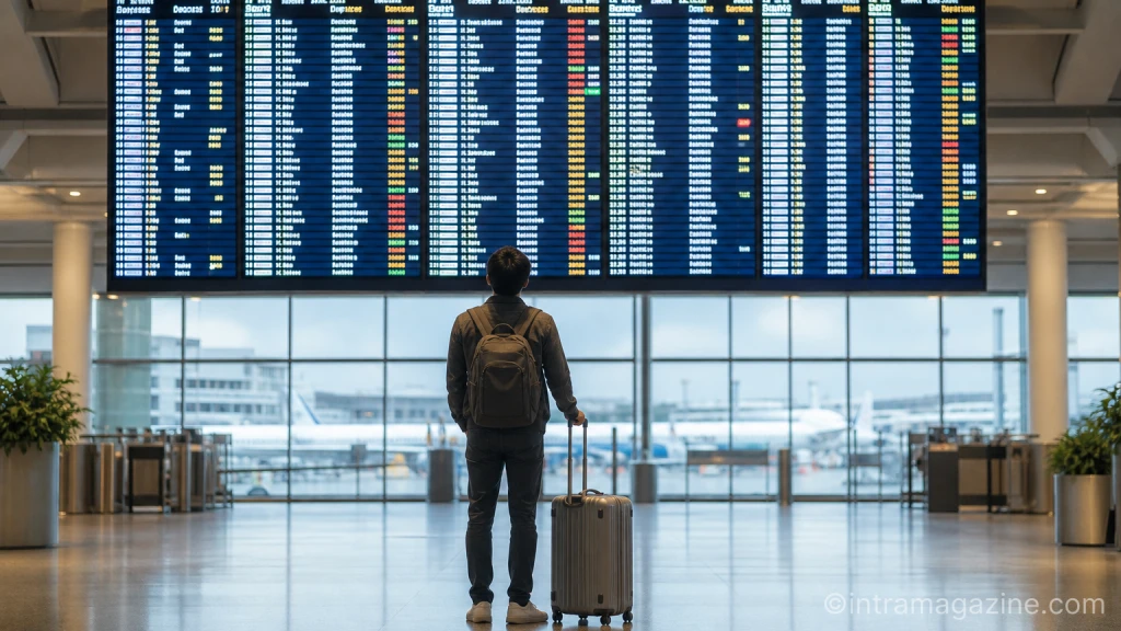 나 혼자 산다 조작 논란과 관련해 공항 출발층 전광판 앞에서 한 남성이 여행 목적지를 고민하는 모습을 재현했다.