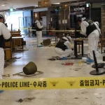 인천 흉기난동 사건 현장. 경찰이 통제선을 설치하고 감식을 진행 중인 모습.