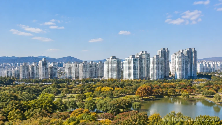 올림픽공원 인근에 위치한 서울 송파구 대단지 아파트 전경