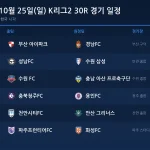 2026년 10월 25일(일) K리그2 30R 경기 일정표