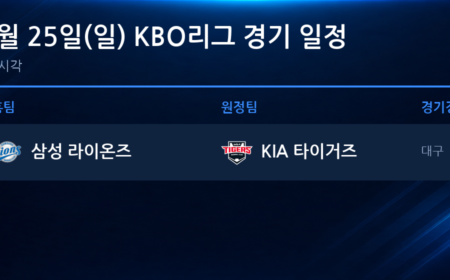 2026년 10월 25일(일) KBO리그 플레이오프 1차전 경기 일정표