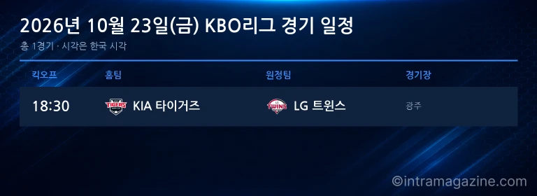 2026년 10월 23일(금) KBO 준플레이오프 5차전 경기 일정표