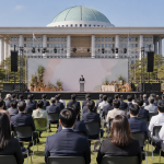 국회 잔디마당에서 진행 중인 제14회 한국식문화세계화대축제 개회식 전경