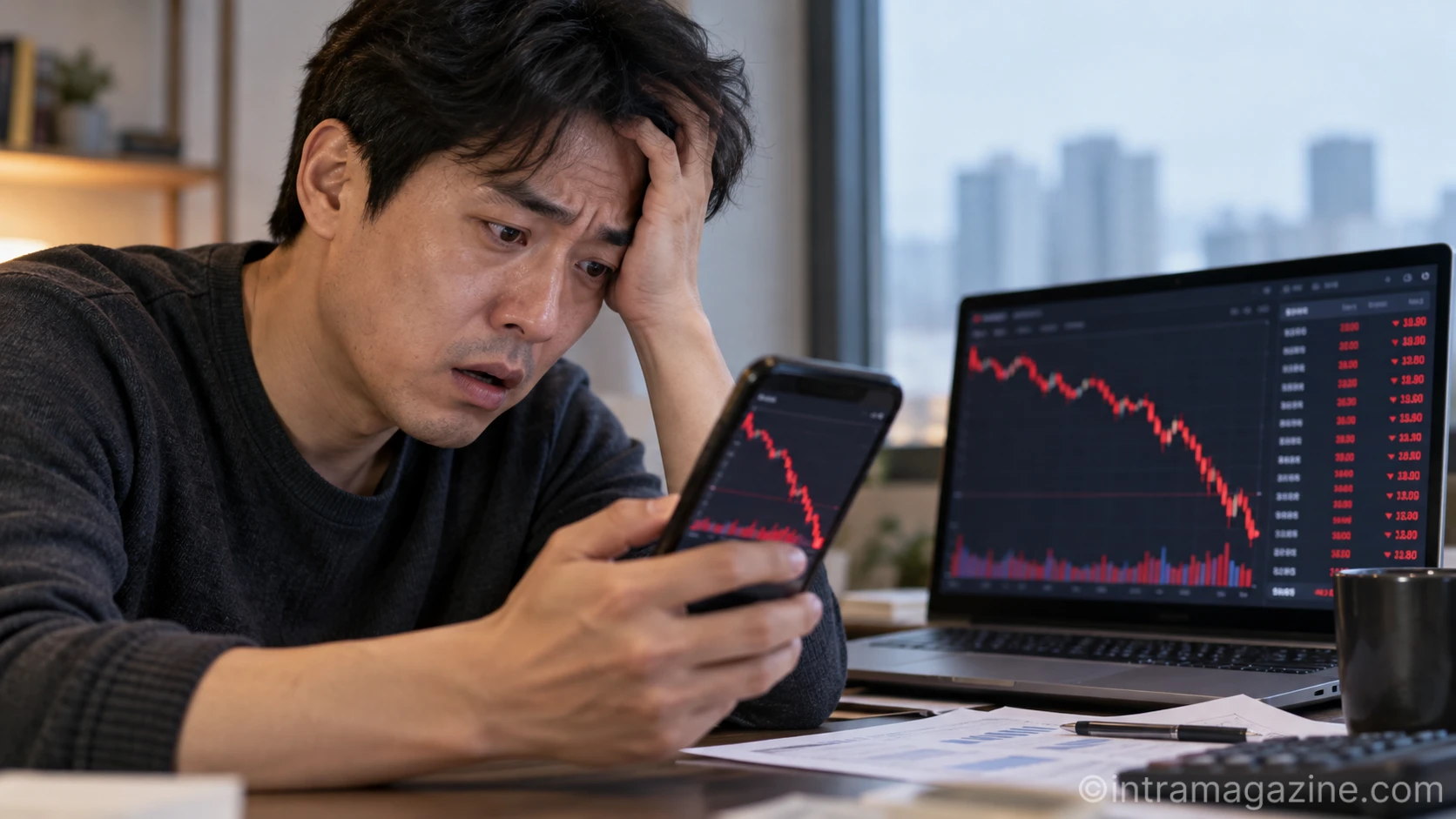 서킷브레이커는 주가지수가 전일 대비 8% 이상 하락해 1분간 지속될 경우 20분간 매매거래를 중단하는 1단계 조치가 발동된다 (사진 - AI 생성)