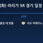 2026년 10월 20일(화) 라리가 9R 경기 일정표