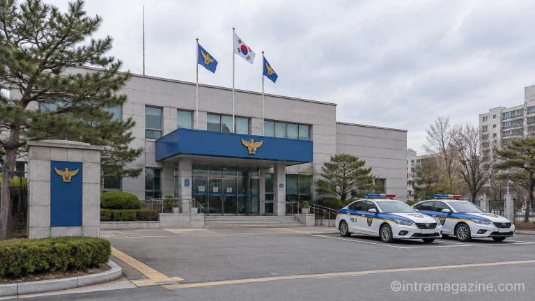 청주 중학교 딥페이크 합성물 제작 및 폭행 사건을 수사 중인 경찰서 건물 외관