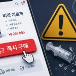 비만 치료제 온라인 불법 유통의 위험성을 알리는 이미지