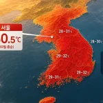 10월 중순 30도를 기록한 늦더위 현황 기상도