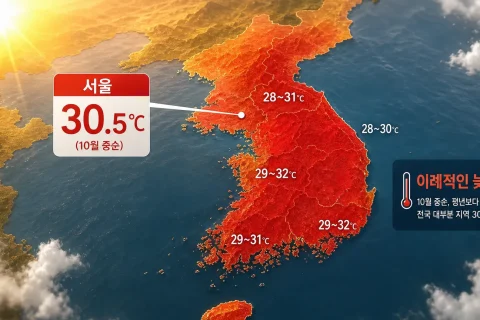 10월 중순 30도를 기록한 늦더위 현황 기상도