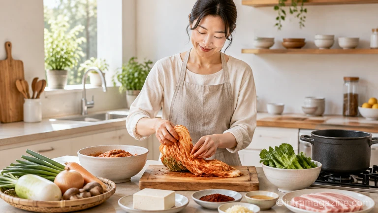 오윤아가 편스토랑에서 남편을 위해 요리를 준비하는 모습