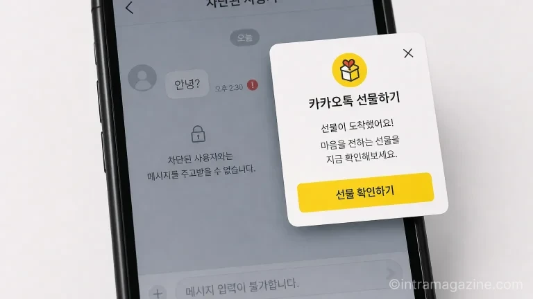 카카오톡 메시지 차단을 우회한 '선물하기' 기능 스토킹 개념도