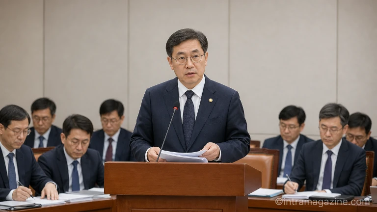 국회 국정감사장에서 산림청 관계자가 마이크 앞에서 정책 질의에 답변하는 모습
