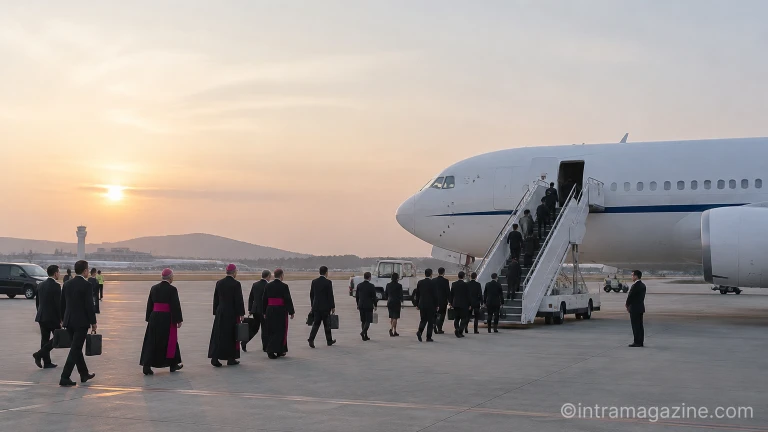 공항 활주로에서 다음 목적지 이동을 준비하는 항공기와 순방단 일행
