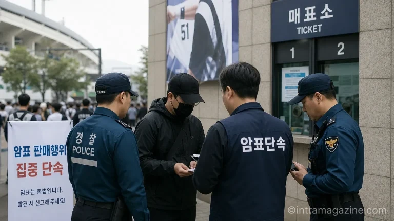 프로야구 포스트시즌 암표 현장 단속 모습