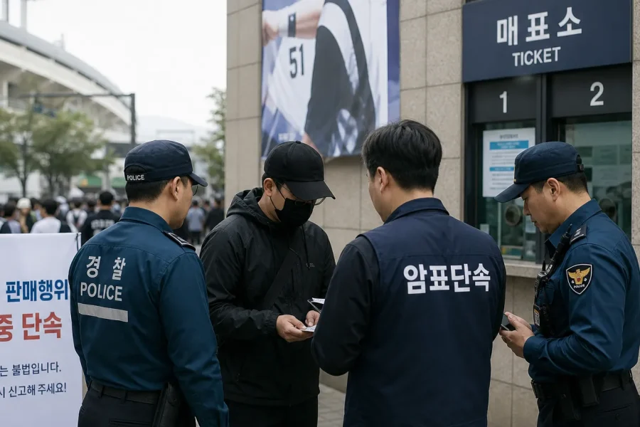 프로야구 포스트시즌 암표 현장 단속 모습