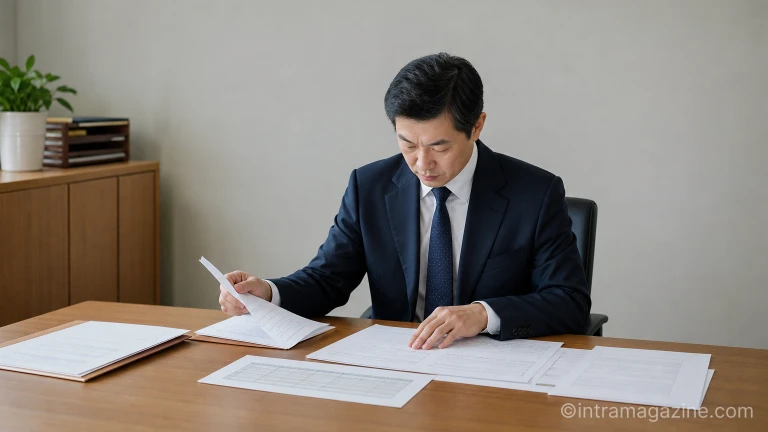 가로 형식으로 된 성적증명서가 다른 서류들 사이에서 눈에 띄는 모습