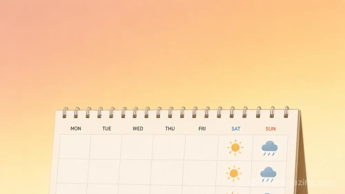 주말 날씨를 보여주는 달력 아이콘