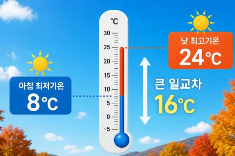 오늘(7일) 전국 맑고 일교차 15도…환절기 건강관리에 유의