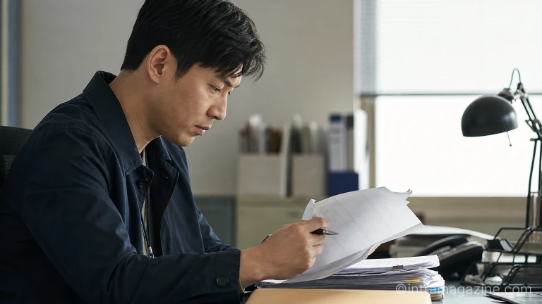 경찰 수사관이 울산 안과 사망사고 관련 압수 자료를 살펴보고 있다.