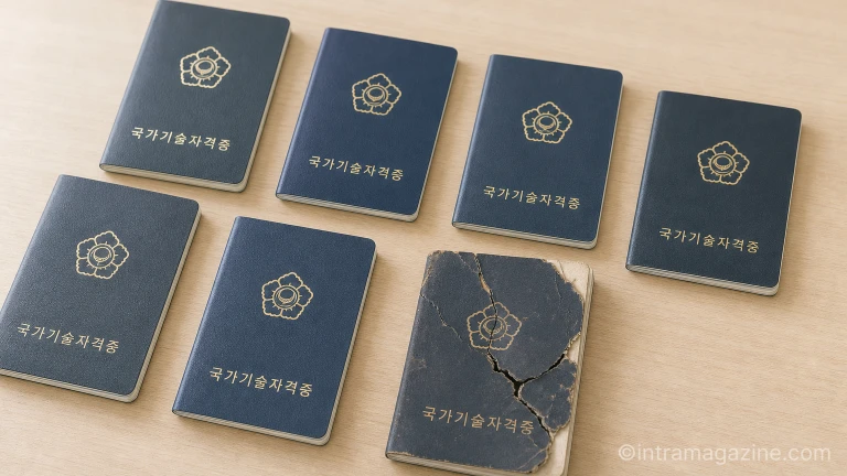 훼손된 국가기술자격증