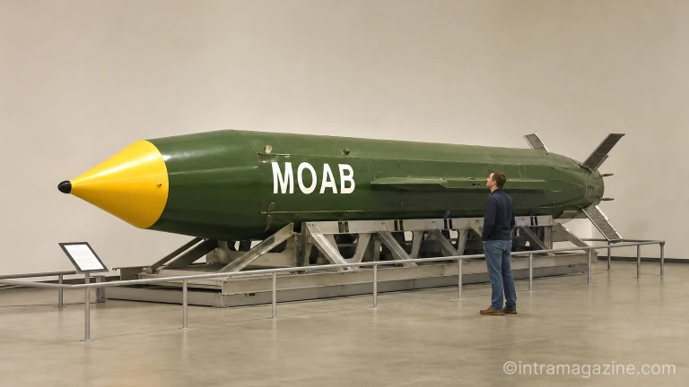 사람과 크기를 비교한 MOAB 폭탄의 실제 모습