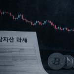 하락하는 가상자산 그래프와 세금 고지서