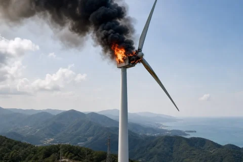 영덕 풍력발전기 화재 80m 상공서 3명 사망…, 6개월 만에 합동감식